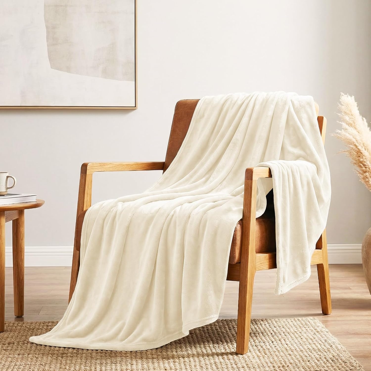 2x Crèmewitte Flanellen Fleece Dekens 150x200cm - 32% Korting