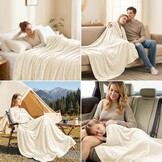 2x Crèmewitte Flanellen Fleece Dekens 150x200cm - 32% Korting