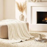 2x Crèmewitte Flanellen Fleece Dekens 150x200cm - 32% Korting
