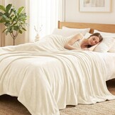 2x Crèmewitte Flanellen Fleece Dekens 150x200cm - 32% Korting