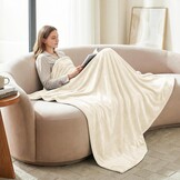 2x Crèmewitte Flanellen Fleece Dekens 150x200cm - 32% Korting