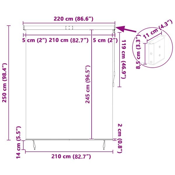 Rolgordijn Antraciet 220x250 cm - Buiten 35% Korting