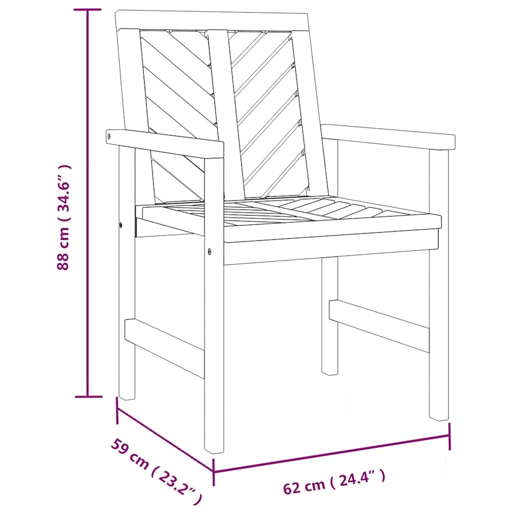Set van 3 Massief Acaciahouten Tuinstoelen (35% Korting)