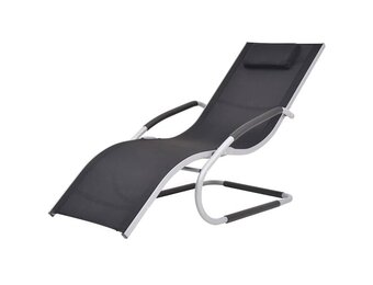 Zwart Aluminium Ligbed met Kussen - 34% Korting