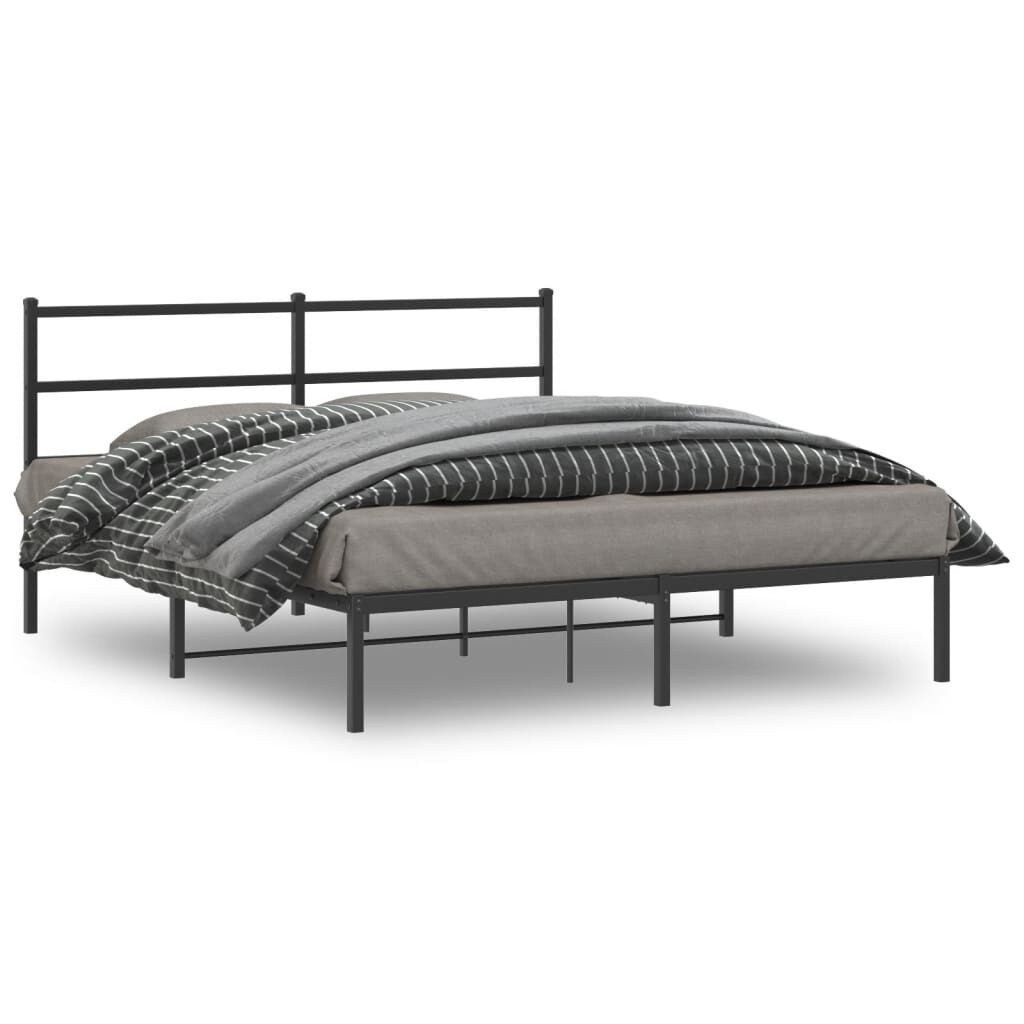 Zwart Metalen Bedframe met Hoofdbord 160x200 cm - 34% Korting