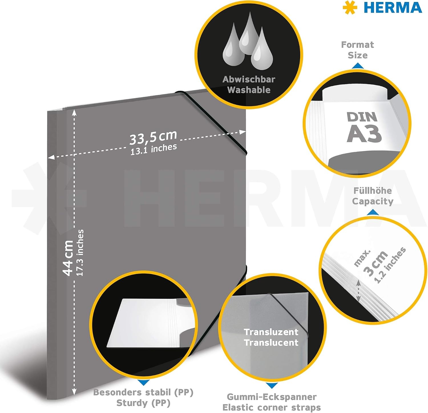 HERMA Verzamelmap A3 Geel met Hoekspanner - 47% Korting