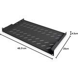 DIGITUS 19-inch Legbord Serverkast - 1U - 25cm Diep - Zwart - 31% Korting