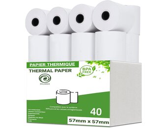 40 Rollen Thermisch Papier voor Betaalterminal - 57x57x12 mm - Wit