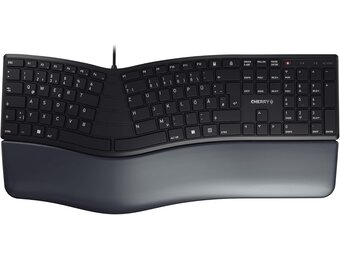 CHERRY KC 4500 ERGO, ergonomisch toetsenbord, Duitse indeling (QWERTZ), bekabeld, gevoerde handpalm met memory foam, gebogen toetsenbord, Zwart