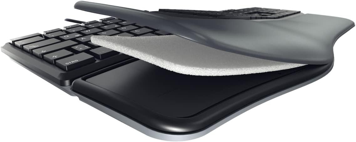 CHERRY KC 4500 ERGO, ergonomisch toetsenbord, Duitse indeling (QWERTZ), bekabeld, gevoerde handpalm met memory foam, gebogen toetsenbord, Zwart