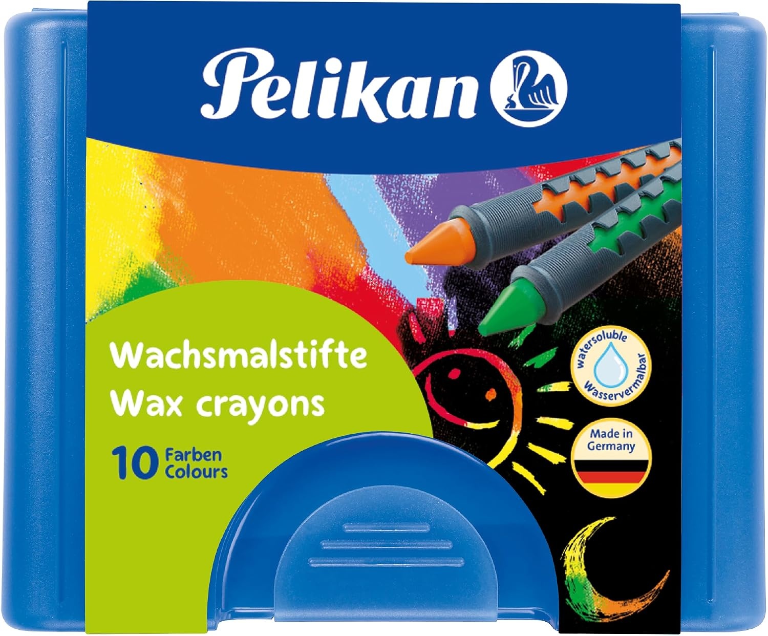 Pelikan Waskrijtjes met Huls 655/10 - 10 Kleuren - Driehoekig en Wateroplosbaar