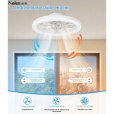 Nalezuns Plafondventilator met verlichting, 40 cm led-dimbare plafondverlichting, app en afstandsbediening, eetkamerlamp met ventilator, 6 standen, timer, stil, wit