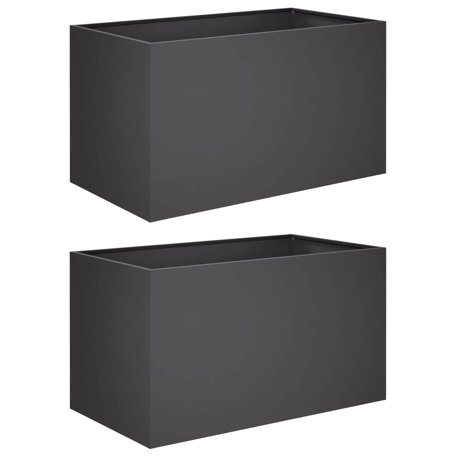 Plantenbakken Set 2x Zwart Staal 100x50x50cm - 54% Korting