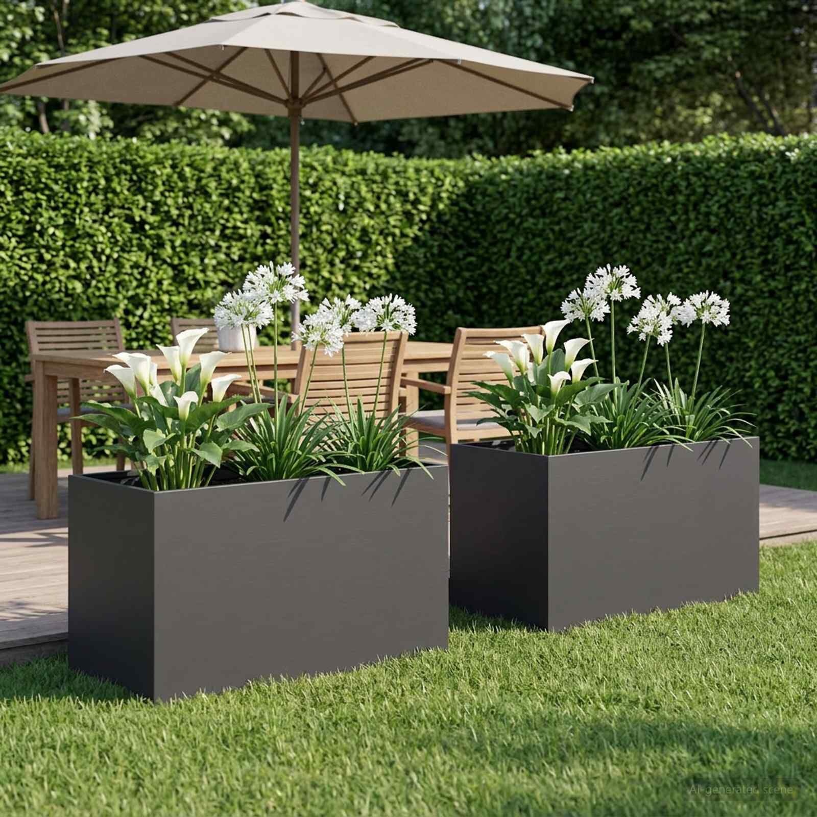 Plantenbakken Set 2x Zwart Staal 100x50x50cm - 54% Korting