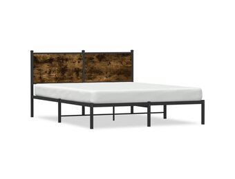 Metaal Bedframe Gerookt Eiken 140x200cm - 34% Korting!