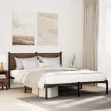 Metaal Bedframe Gerookt Eiken 140x200cm - 34% Korting!