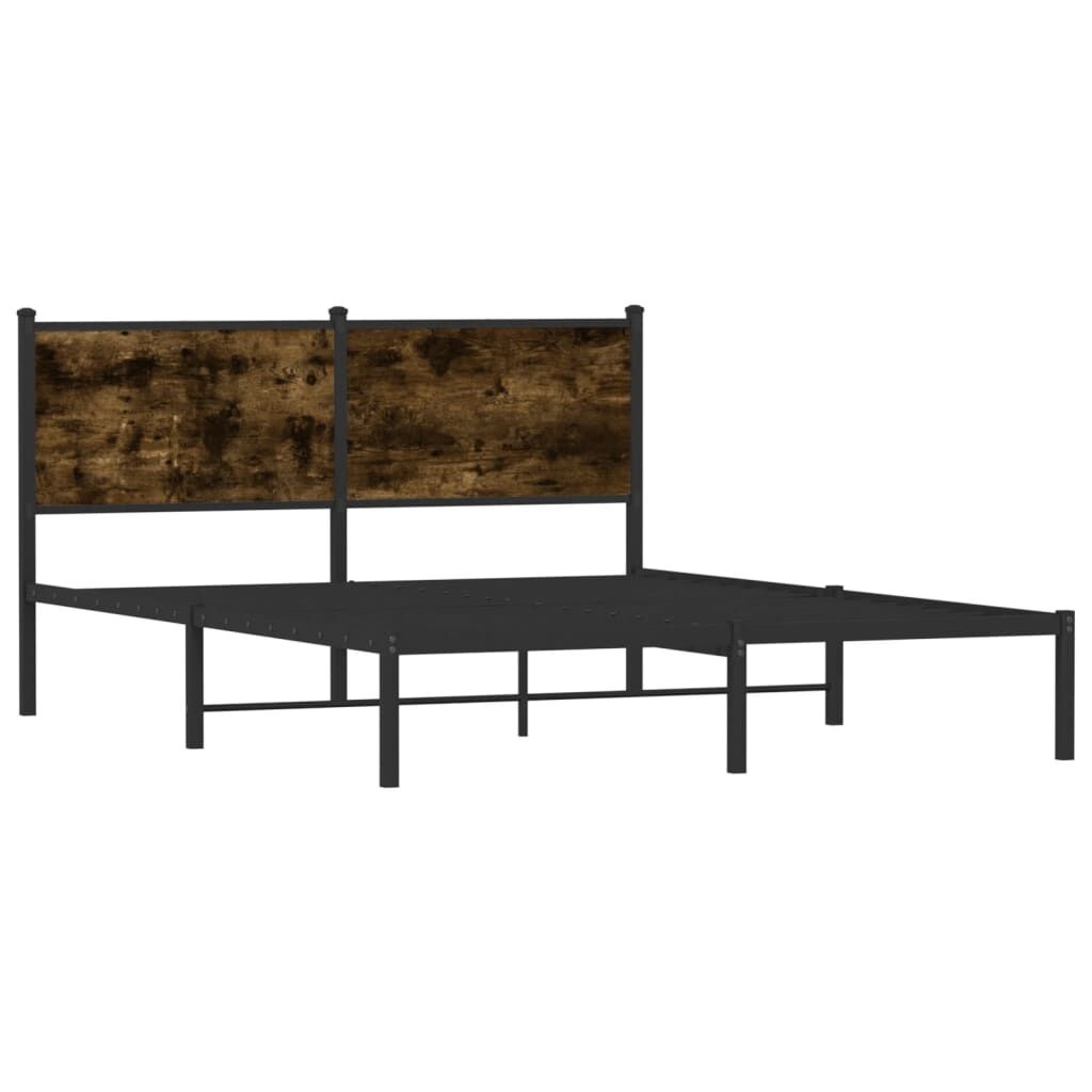 Metaal Bedframe Gerookt Eiken 140x200cm - 34% Korting!