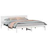 vidaXL Bedframe Grenenhout Wit 200x200 cm - 54% Korting