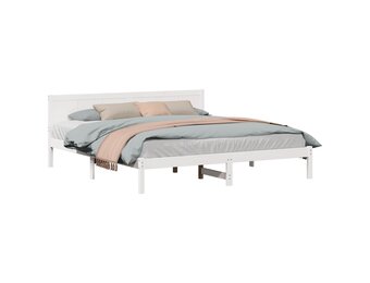 vidaXL Bedframe Grenenhout Wit 200x200 cm - 54% Korting