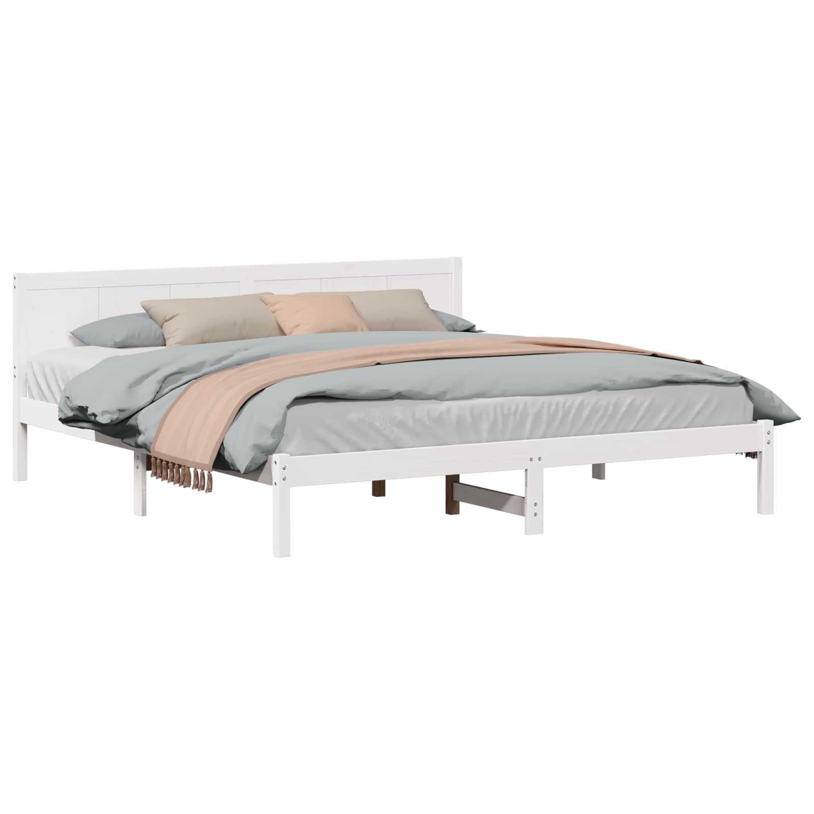 vidaXL Bedframe Grenenhout Wit 200x200 cm - 54% Korting