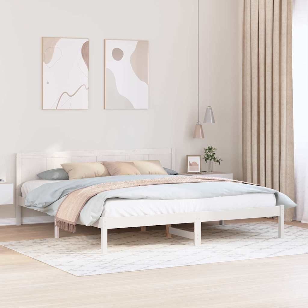 vidaXL Bedframe Grenenhout Wit 200x200 cm - 54% Korting