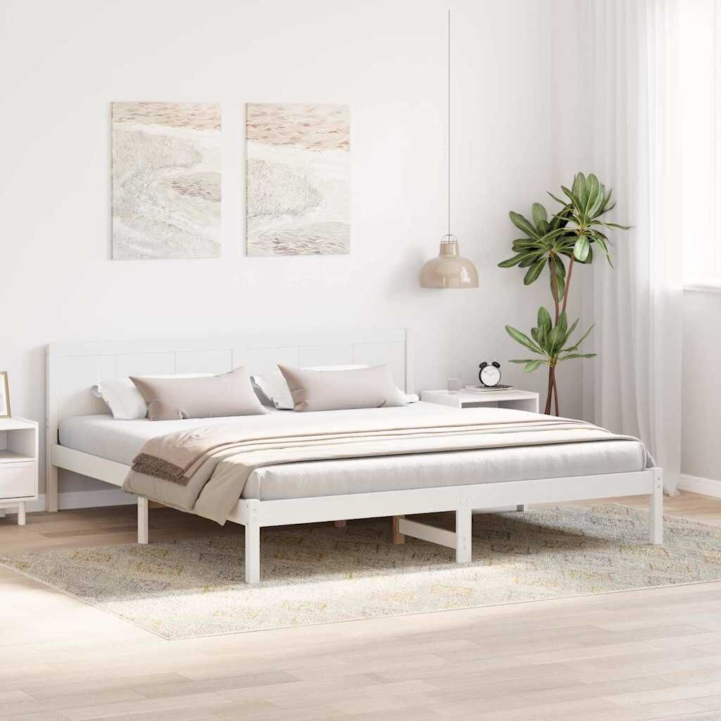 vidaXL Bedframe Grenenhout Wit 200x200 cm - 54% Korting