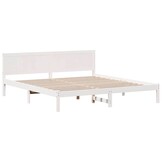 vidaXL Bedframe Grenenhout Wit 200x200 cm - 54% Korting
