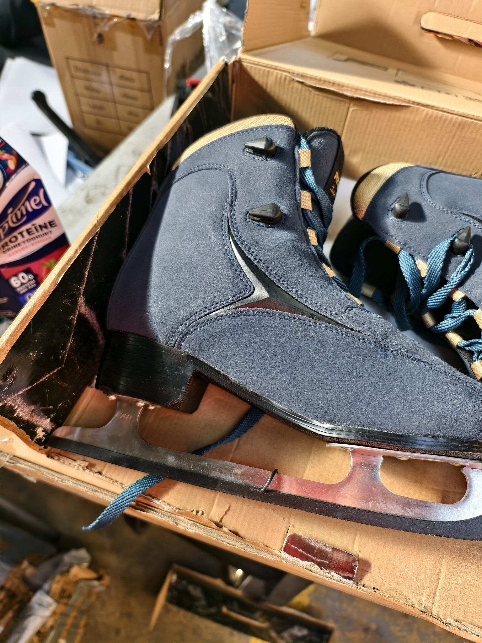 Kunstschaatsen Dames 42 Blauw Goud Kunstleer Koolstofstaal 54% Korting