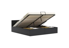 Zwart Kunstleren Bedframe 180x200 cm met Hydraulische Opbergruimte - 60% Korting!