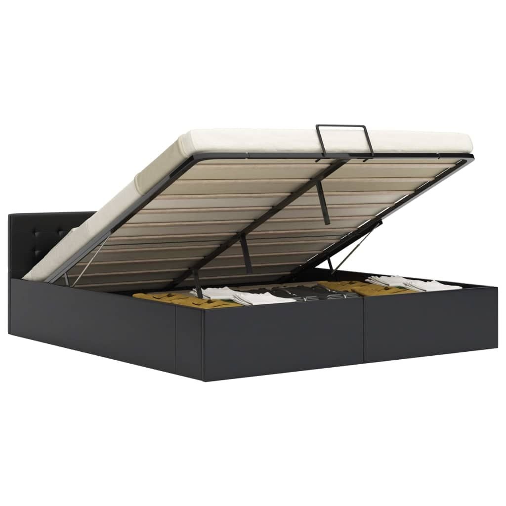Zwart Kunstleren Bedframe 180x200 cm met Hydraulische Opbergruimte - 60% Korting!
