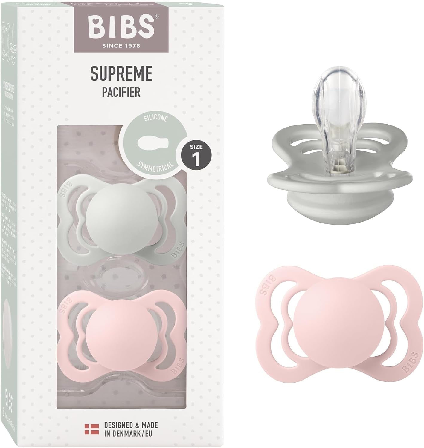 BIBS Supreme Speen 0-6m Siliconen Haze/Blossom 2-pack | 70% Korting