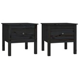 vidaXL Bijzettafels Grenenhout Zwart 50x50x49 cm - 2 stuks met 55% Korting