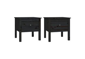 vidaXL Bijzettafels Grenenhout Zwart 50x50x49 cm - 2 stuks met 55% Korting