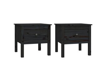 vidaXL Bijzettafels Grenenhout Zwart 50x50x49 cm - 2 stuks met 55% Korting