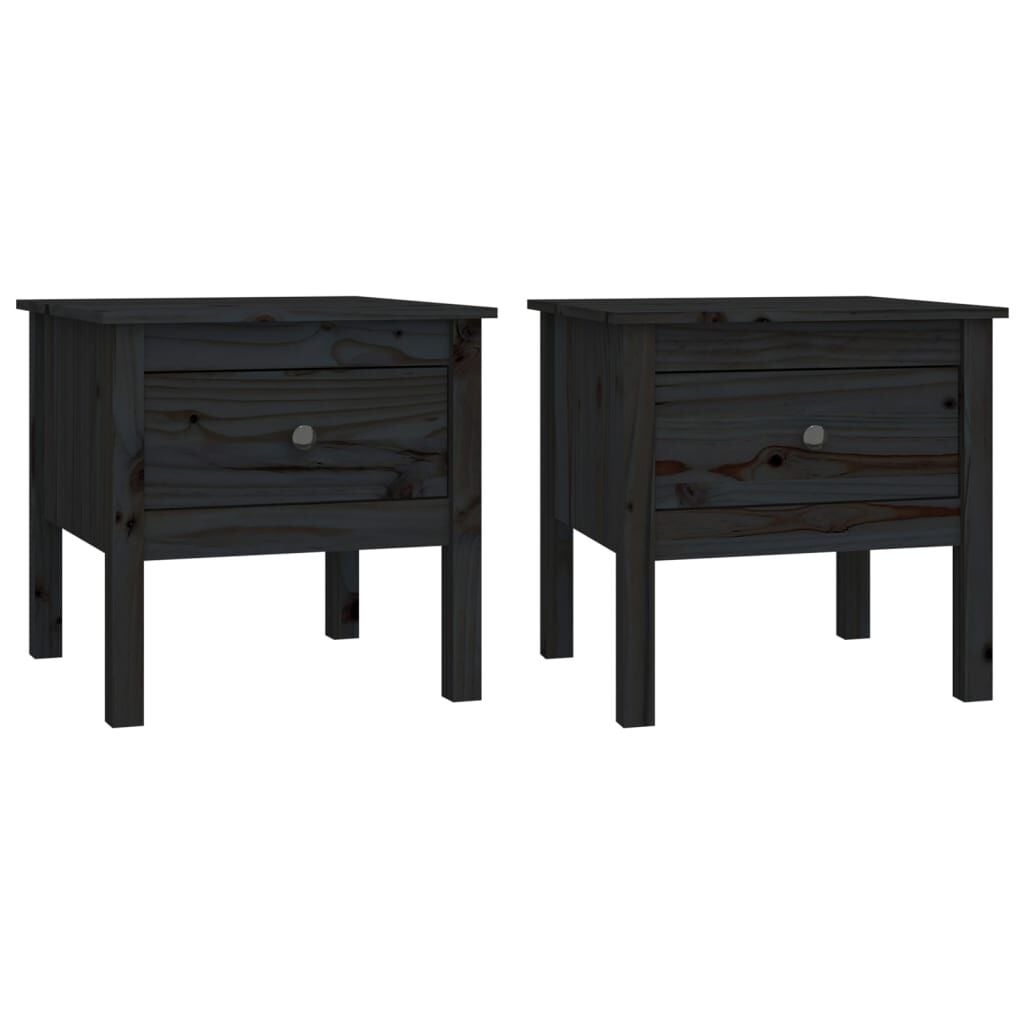 vidaXL Bijzettafels Grenenhout Zwart 50x50x49 cm - 2 stuks met 55% Korting