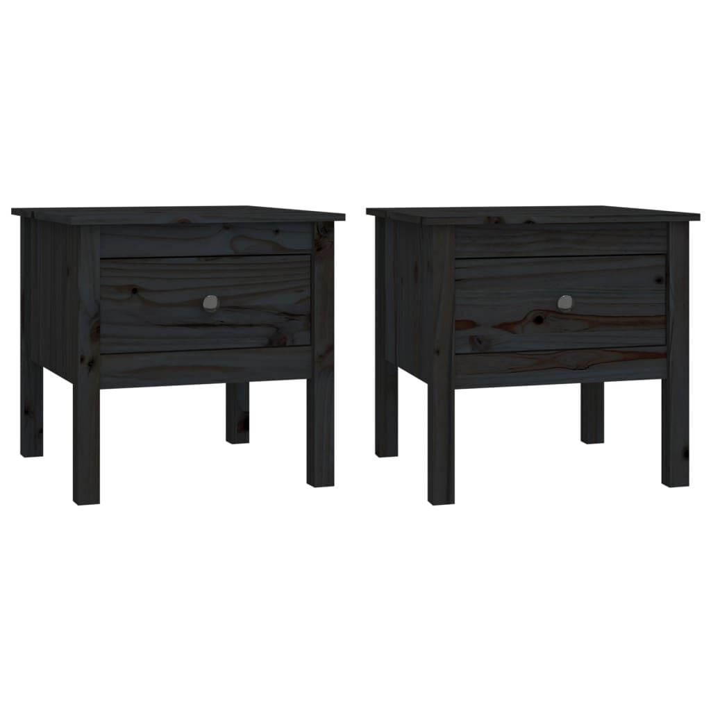 vidaXL Bijzettafels Grenenhout Zwart 50x50x49 cm - 2 stuks met 55% Korting