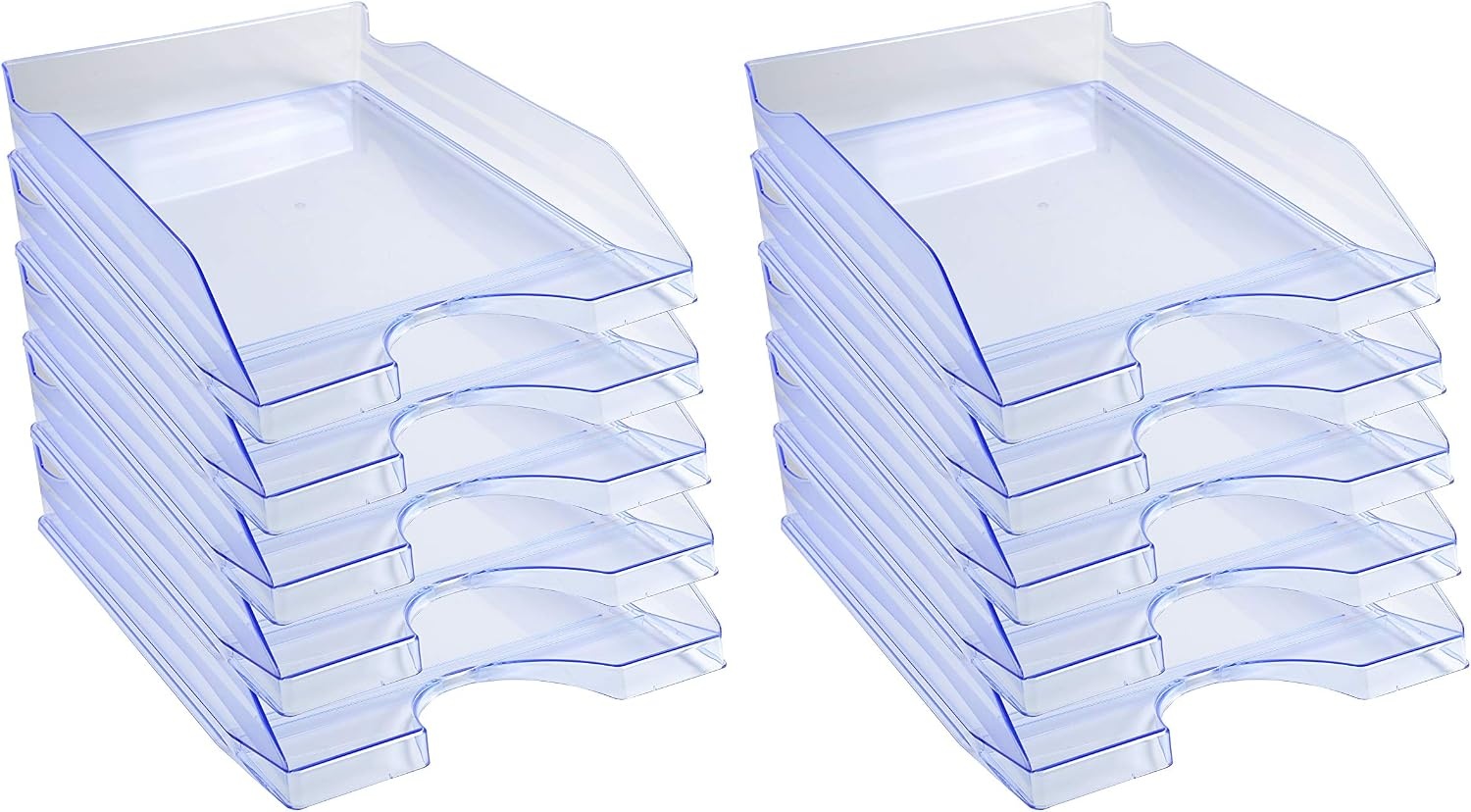 Exacompta - ref. 12310D - Set van 10 Brievenbakken ECOTRAY - Afmetingen: 34,5x25,5x6,5 cm - voor A4+ documenten - doorzichtige ijsblauwe kleur