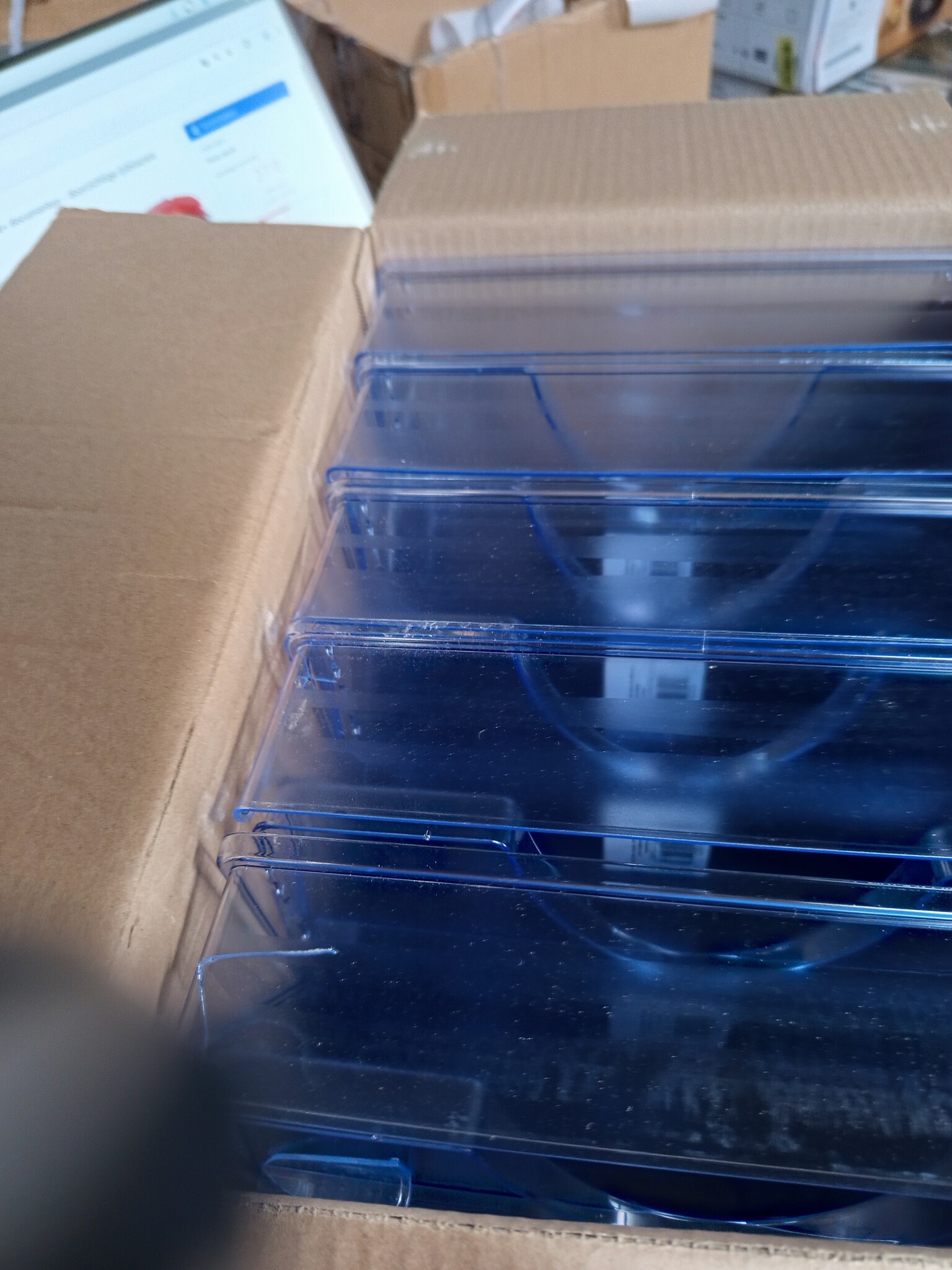 Exacompta - ref. 12310D - Set van 10 Brievenbakken ECOTRAY - Afmetingen: 34,5x25,5x6,5 cm - voor A4+ documenten - doorzichtige ijsblauwe kleur