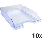 Exacompta - ref. 12310D - Set van 10 Brievenbakken ECOTRAY - Afmetingen: 34,5x25,5x6,5 cm - voor A4+ documenten - doorzichtige ijsblauwe kleur