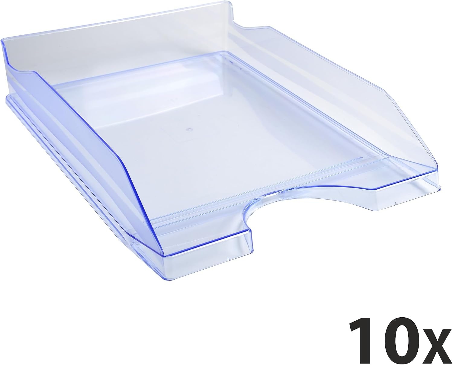 Exacompta - ref. 12310D - Set van 10 Brievenbakken ECOTRAY - Afmetingen: 34,5x25,5x6,5 cm - voor A4+ documenten - doorzichtige ijsblauwe kleur