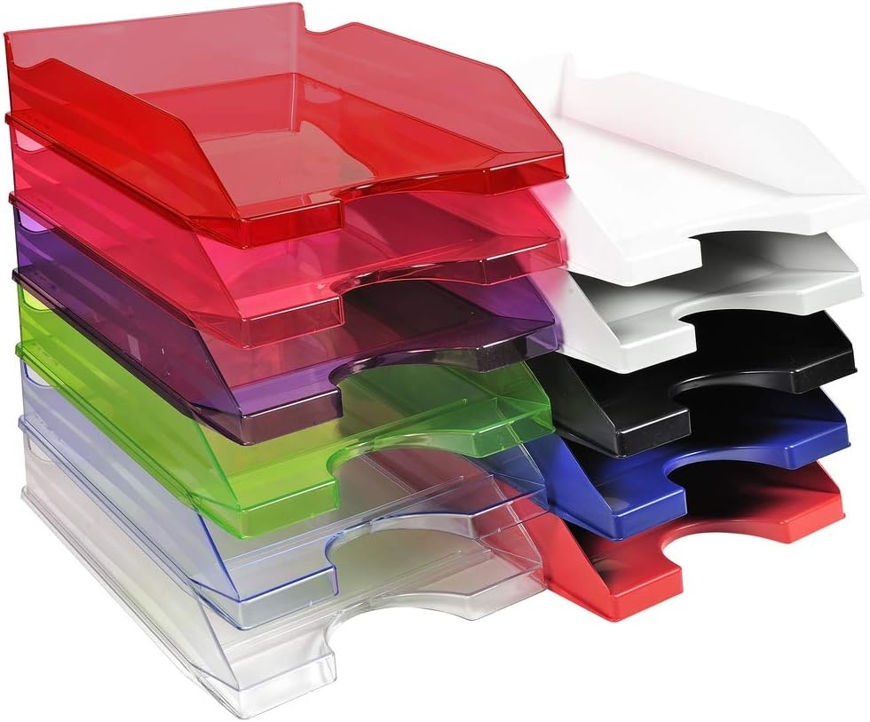 Exacompta - ref. 12310D - Set van 10 Brievenbakken ECOTRAY - Afmetingen: 34,5x25,5x6,5 cm - voor A4+ documenten - doorzichtige ijsblauwe kleur