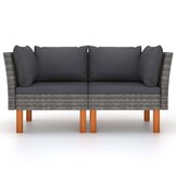 vidaXL Hoekbanken 2 st poly rattan en massief eucalyptushout