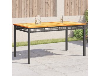 vidaXL Tuintafel 140x80x75 cm poly rattan en acaciahout zwart