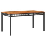 vidaXL Tuintafel 140x80x75 cm poly rattan en acaciahout zwart