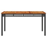 vidaXL Tuintafel 140x80x75 cm poly rattan en acaciahout zwart