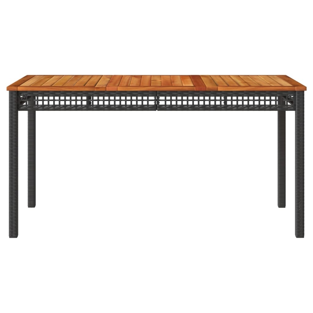 vidaXL Tuintafel 140x80x75 cm poly rattan en acaciahout zwart