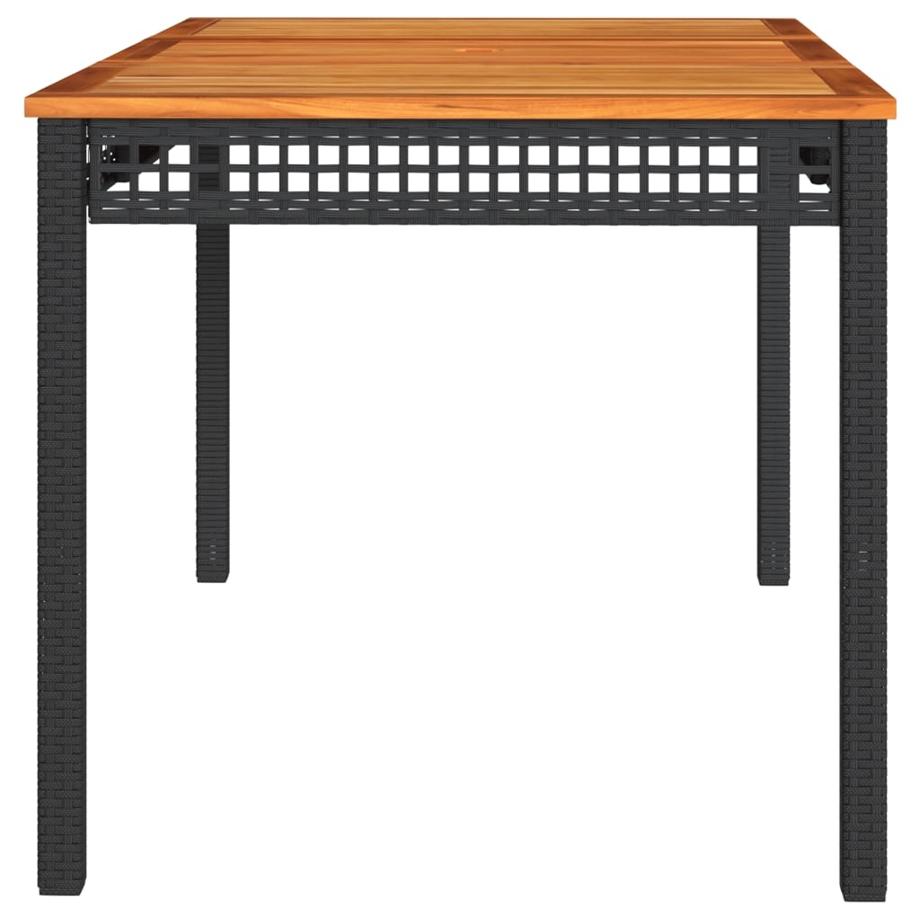 vidaXL Tuintafel 140x80x75 cm poly rattan en acaciahout zwart