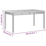 vidaXL Tuintafel 140x80x75 cm poly rattan en acaciahout zwart