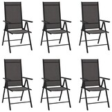 vidaXL Klapstoelen 6 stuks Textilene Zwart