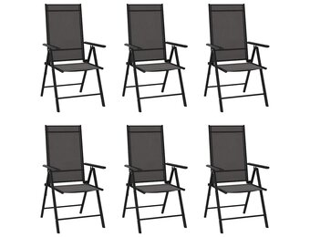 vidaXL Klapstoelen 6 stuks Textilene Zwart